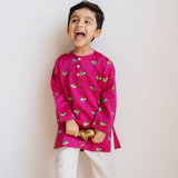 Chanderi Kurta Pyjama Set | Embroidered Tota Udd