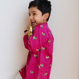 Chanderi Kurta Pyjama Set | Embroidered Tota Udd