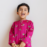Chanderi Kurta Pyjama Set | Embroidered Tota Udd