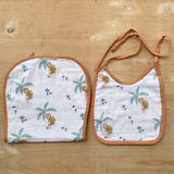 Bib+Burp Cloth Set ( Monkey Print)