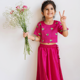 Chanderi Lehenga Set | Embroidered Tota Udd