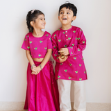 Chanderi Lehenga Set | Embroidered Tota Udd