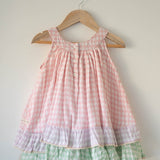 Pocketful of Sunsets dress in rhombus block print