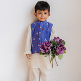 Chanderi Kurta Pyjama & Bandi Set | Embroidered Dancing with Dragonflies (Amethyst)