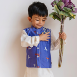Chanderi Kurta Pyjama & Bandi Set | Embroidered Dancing with Dragonflies (Amethyst)