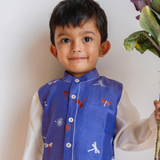 Chanderi Kurta Pyjama & Bandi Set | Embroidered Dancing with Dragonflies (Amethyst)