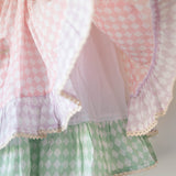 Pocketful of Sunsets dress in rhombus block print