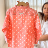 Barefoot Boy’ mandarin collar blush peach bandhani cotton full sleeve shirt