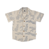 Cheerful Cheetahs Cotton Linen Shirt | Hand-Block Printed