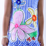 Stripe Dress with Canvas Flowers