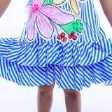 Stripe Dress with Canvas Flowers