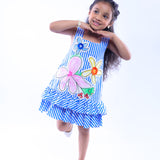 Stripe Dress with Canvas Flowers