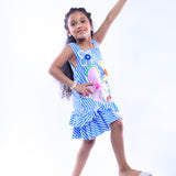 Stripe Dress with Canvas Flowers