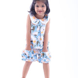 Blue and White Daisy Top and Shorts