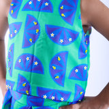 Blue and Green Lemon Top and Skirt