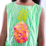 Stripe Dress with Embroidered Pineapple