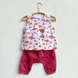 Unisex organic Koi red jhabla with red pants