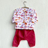 Unisex organic Koi red Kurta + Matching pants