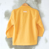 Rainbows LTWT classic chinese collar curved shirt in yellow handwoven cotton