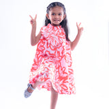 Red and Pink Floral Print Dress