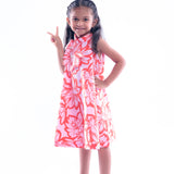 Red and Pink Floral Print Dress