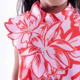 Red and Pink Floral Print Dress
