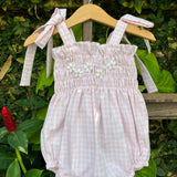 PINK GINGHAM BLOOM ROMPER