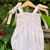 PINK GINGHAM BLOOM ROMPER